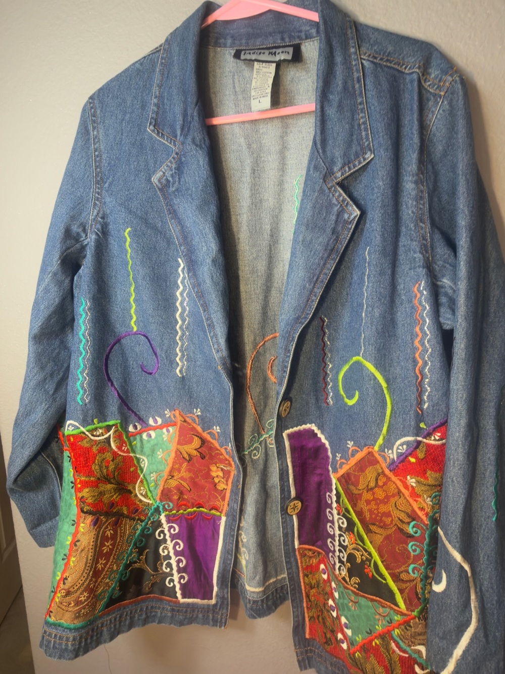 Indigo Multicolor Embroidered Denim Jacket